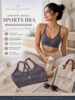 CRZ YOGA Strappy Back Sports Bra Gray Size M